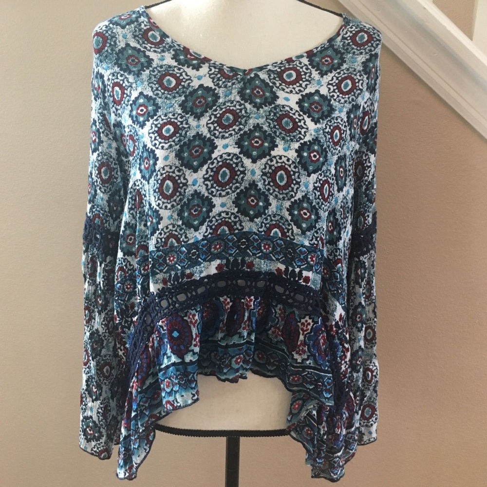 Patrons of Peace | Boho crop blouse bell sleeves